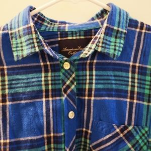 EUC Blue Flannel American Eagle Top in Medium